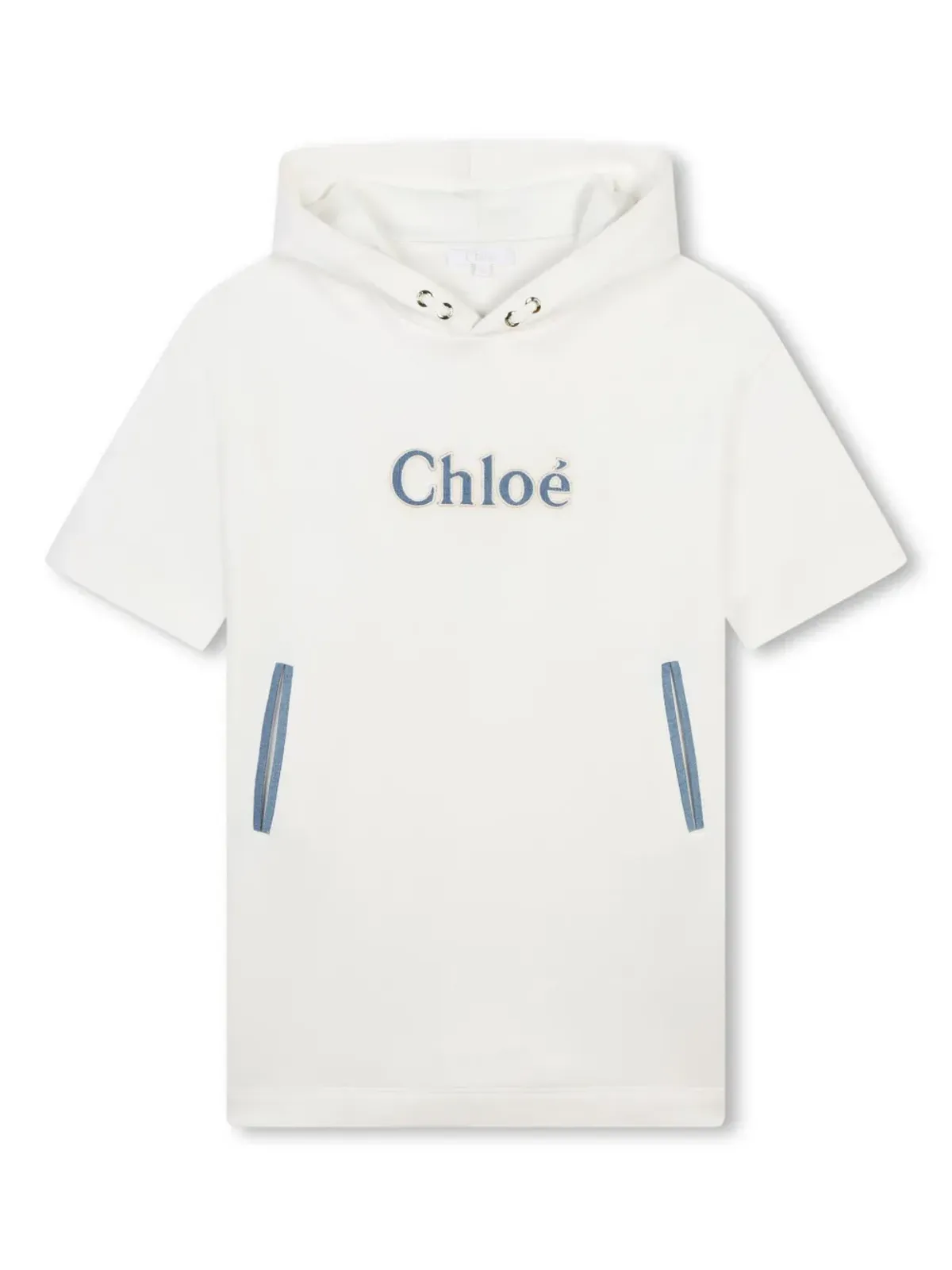 Chloé Kids ロゴアップリケ付きフード付きコットンドレス - White - 画像1