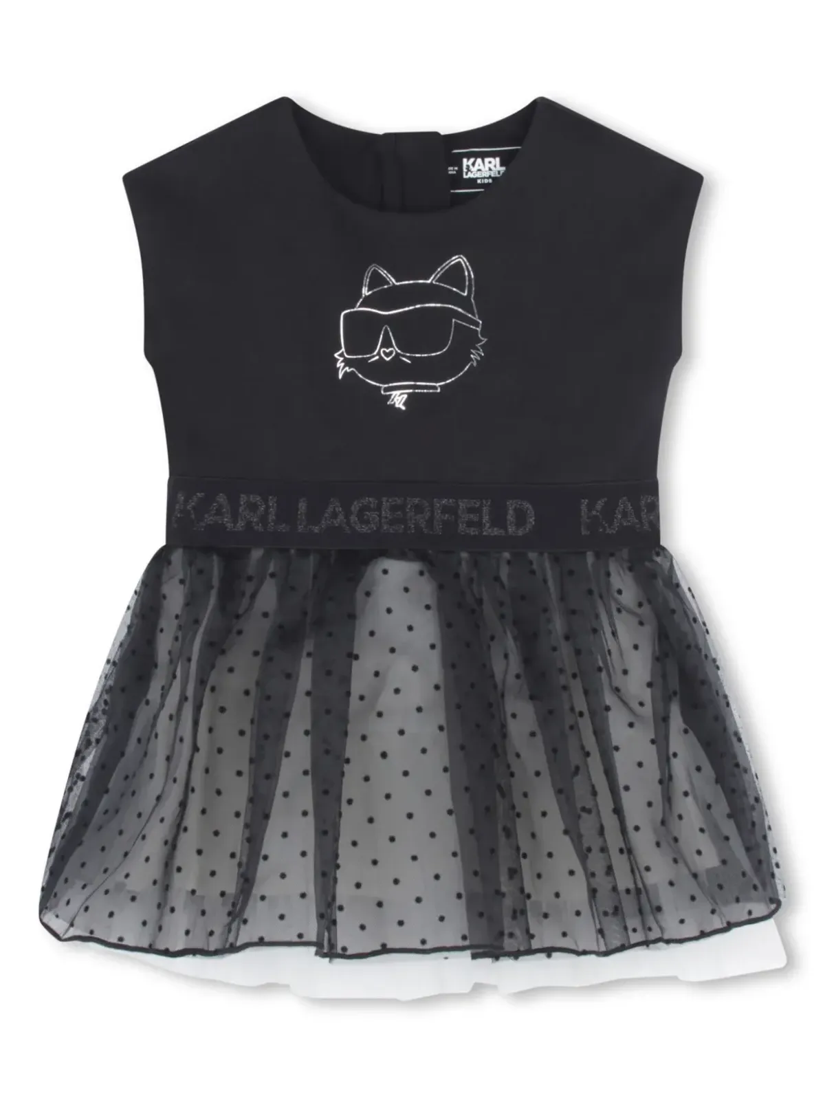 Karl Lagerfeld Kids Ikon Choupette チュールドレス ブラック - 画像1