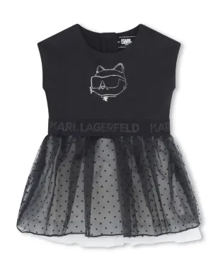 Karl Lagerfeld Kids Ikon Choupette チュールドレス ブラック - サムネイル1