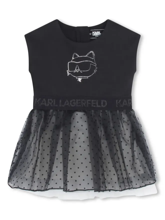 Karl Lagerfeld Kids Karl Lagerfeld Kids Ikon Choupette チュールドレス ブラックの商品画像