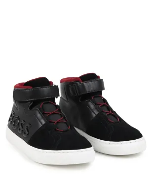 BOSS Kidswear ロゴ文字入りハイカットスニーカー ブラック - サムネイル1
