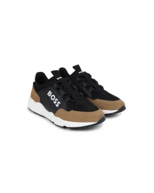 BOSS Kidswear ロゴプリント パネルドスニーカー ブラック - サムネイル1
