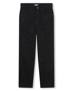 Karl Lagerfeld Kids ロゴパッチ コットンブレンド ジーンズ - ブラック - サムネイル1