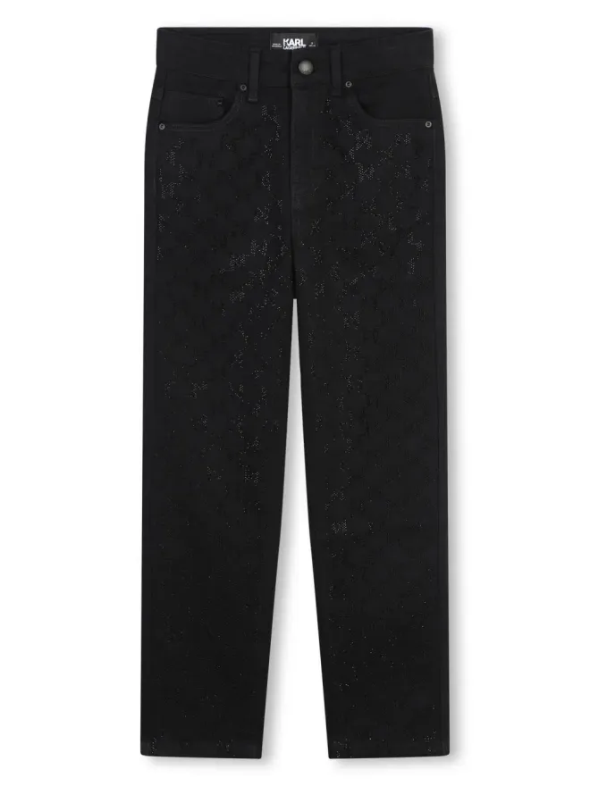 Karl Lagerfeld Kids Karl Lagerfeld Kids ロゴパッチ コットンブレンド ジーンズ - ブラックの商品画像