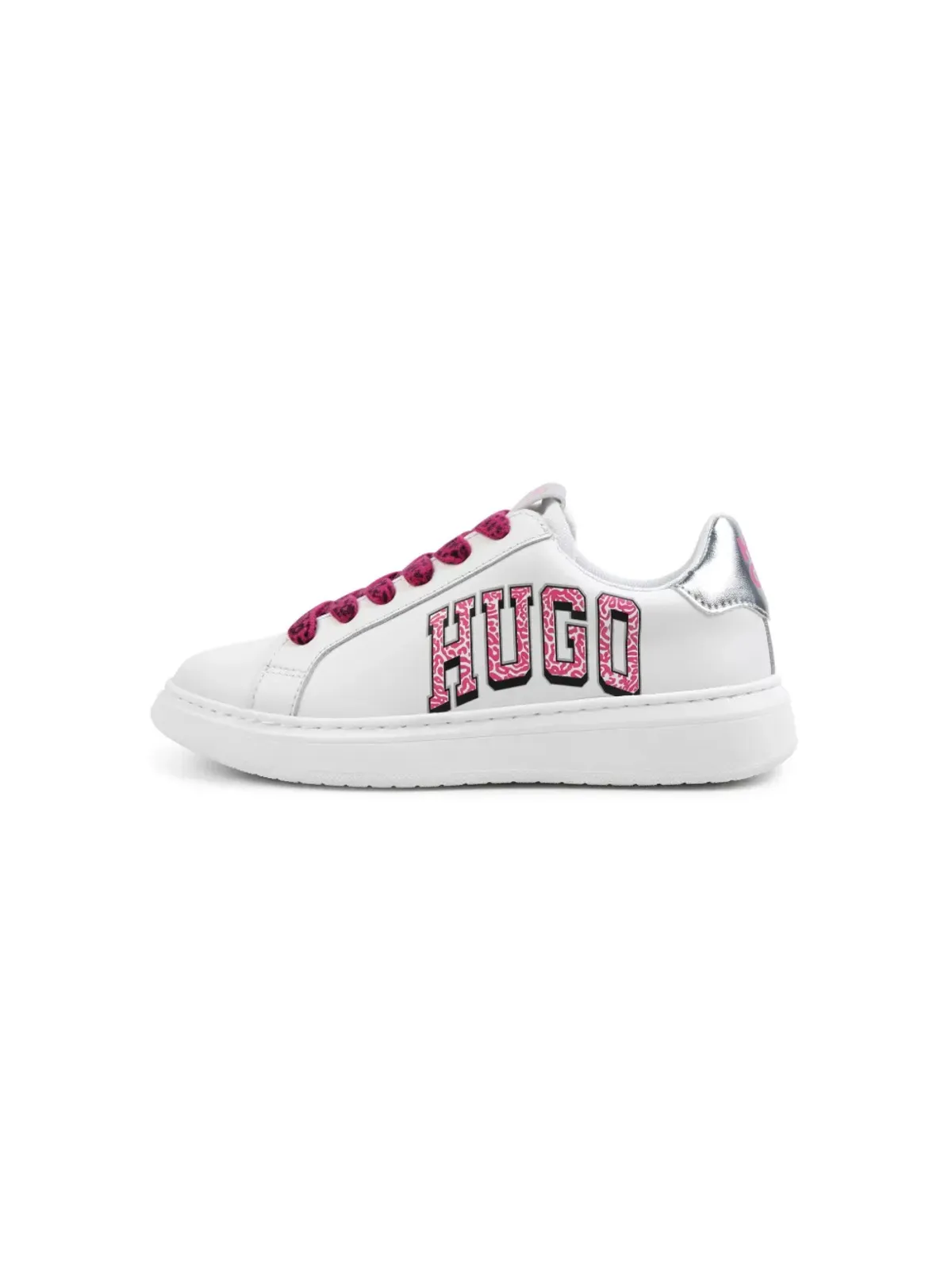 HUGO KIDS ロゴプリント レースアップスニーカー ホワイト - 画像2