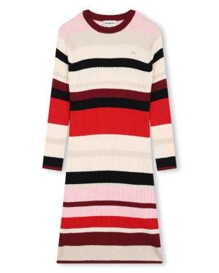 SONIA RYKIEL ENFANT ストライプ編みニットドレス - レッド - サムネイル1