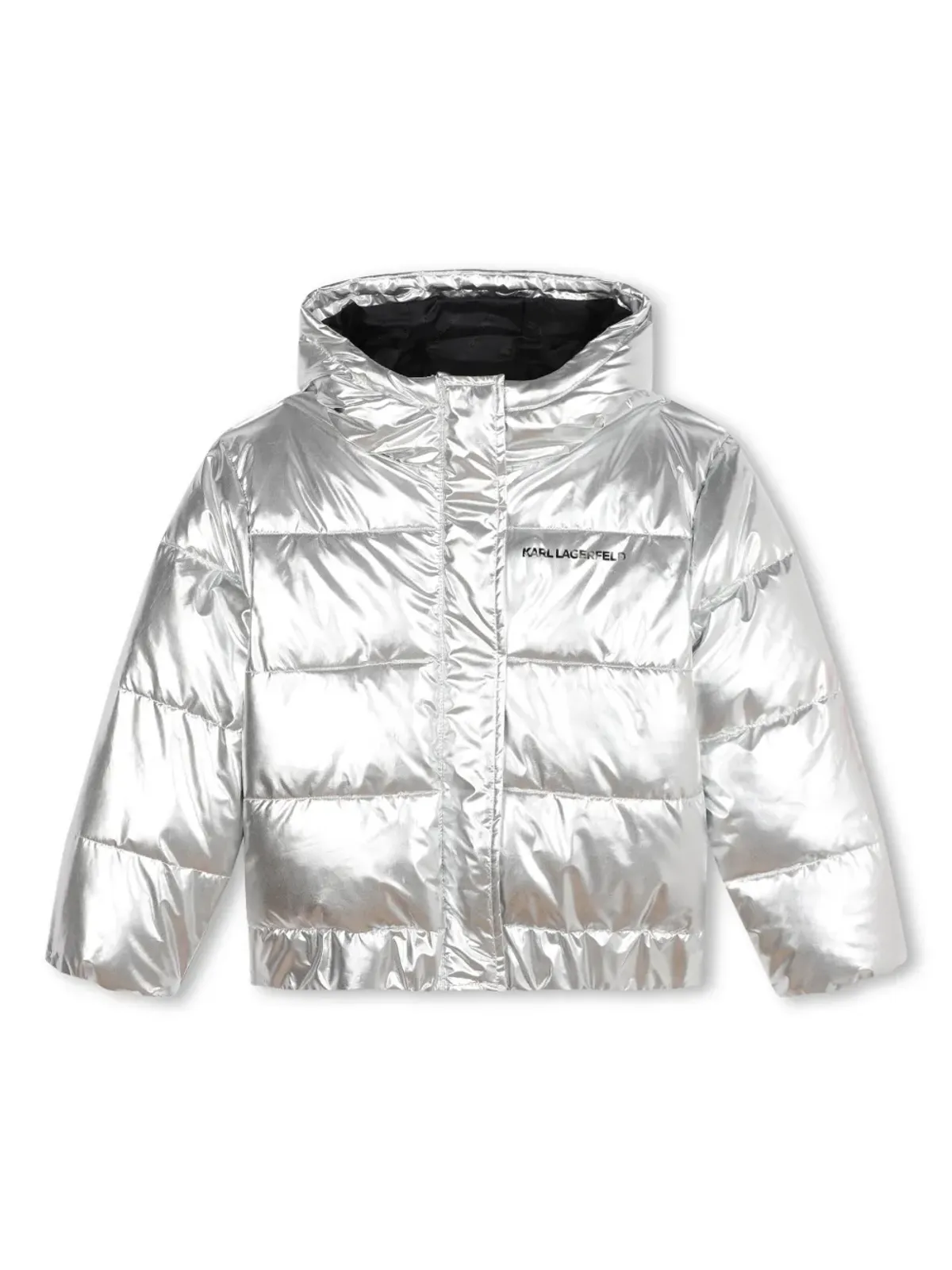 Karl Lagerfeld Kids メタリック仕上げのパッド入りジャケット（シルバー） - 画像1