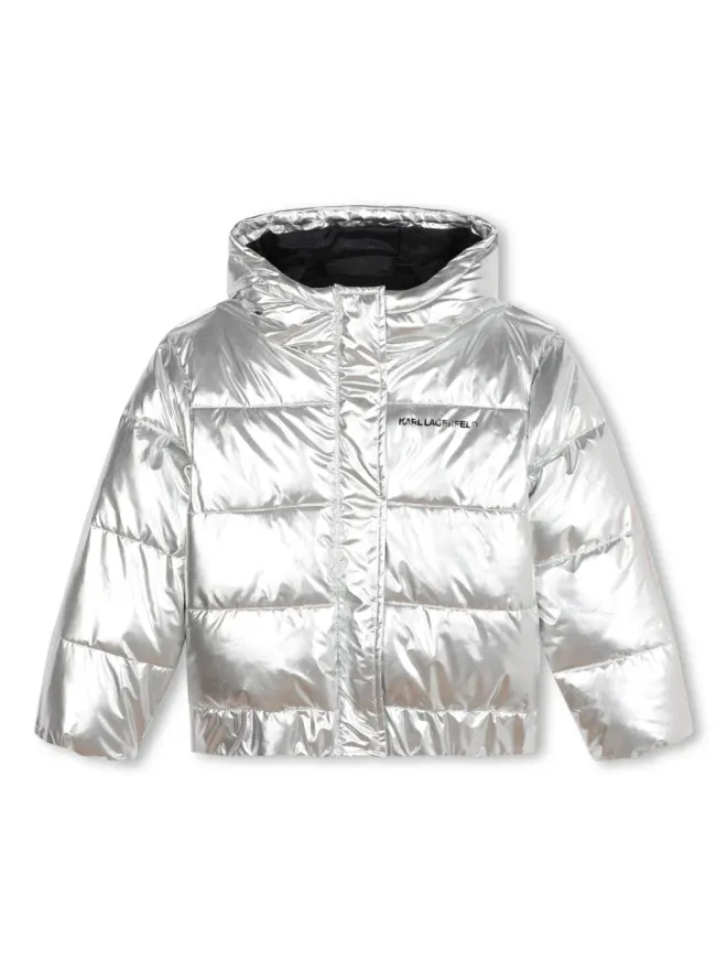 Karl Lagerfeld Kids Karl Lagerfeld Kids メタリック仕上げのパッド入りジャケット（シルバー）の商品画像