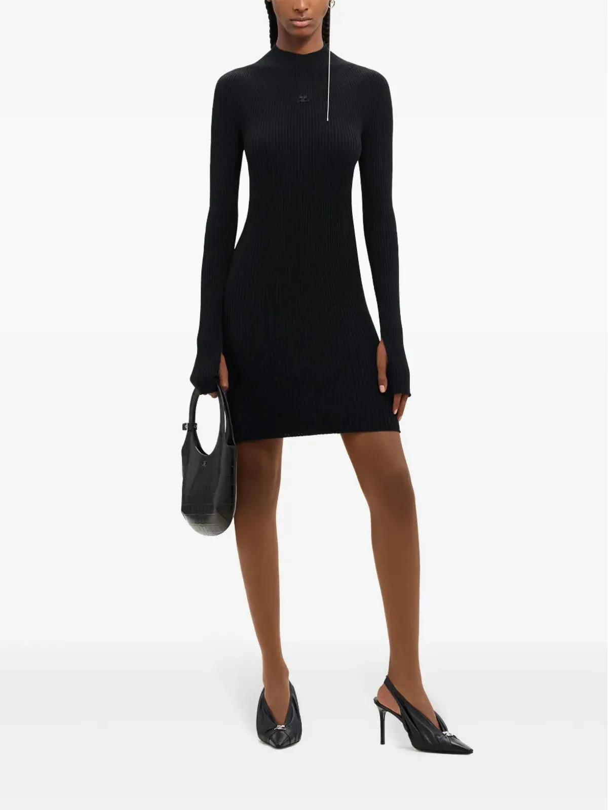 Courrèges リブ編みのモックネック ミニドレス - ブラック - 画像2