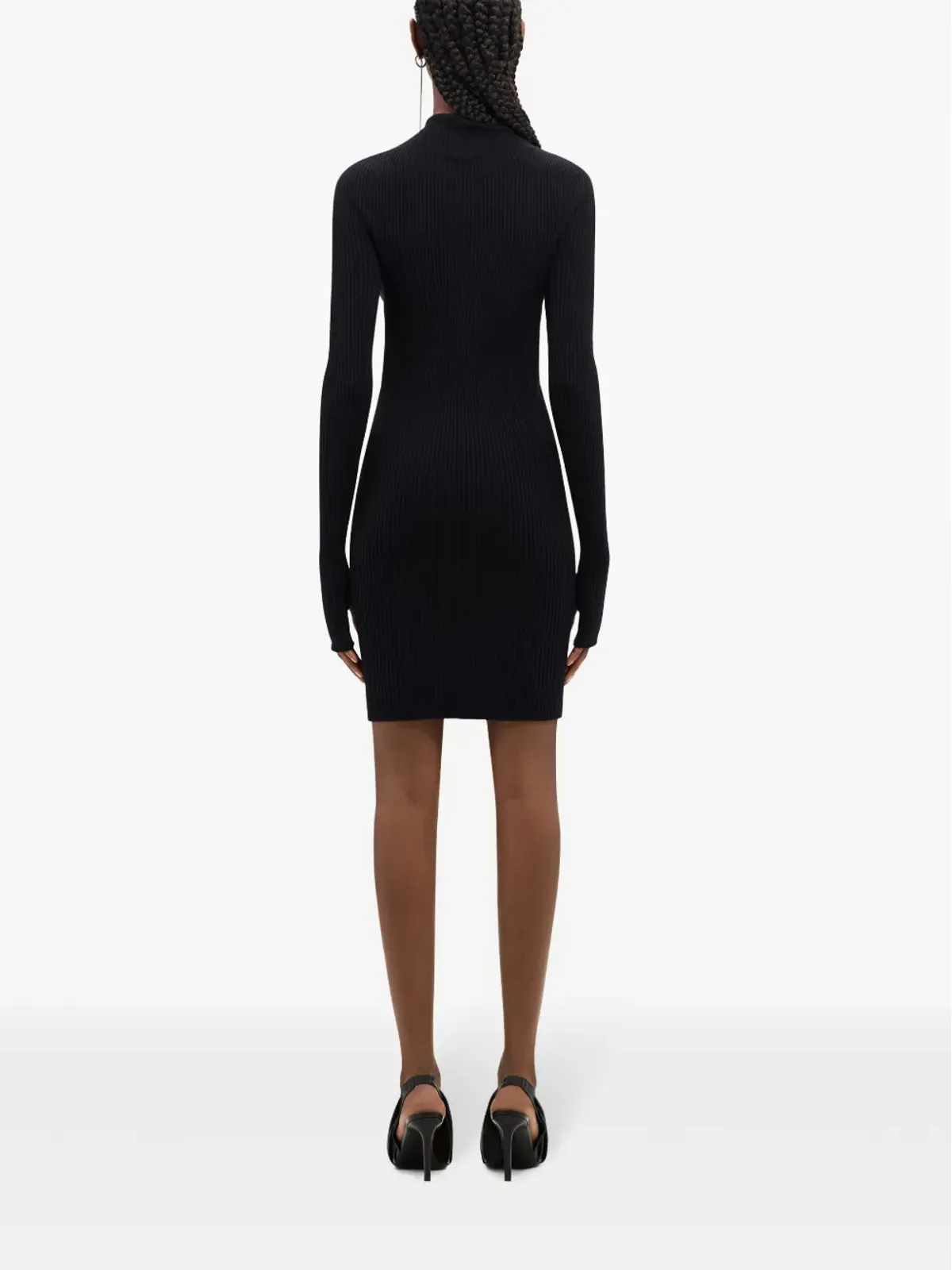 Courrèges リブ編みのモックネック ミニドレス - ブラック - 画像4