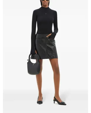 Courrèges バックル付きコーティング加工ミニスカート - サムネイル2