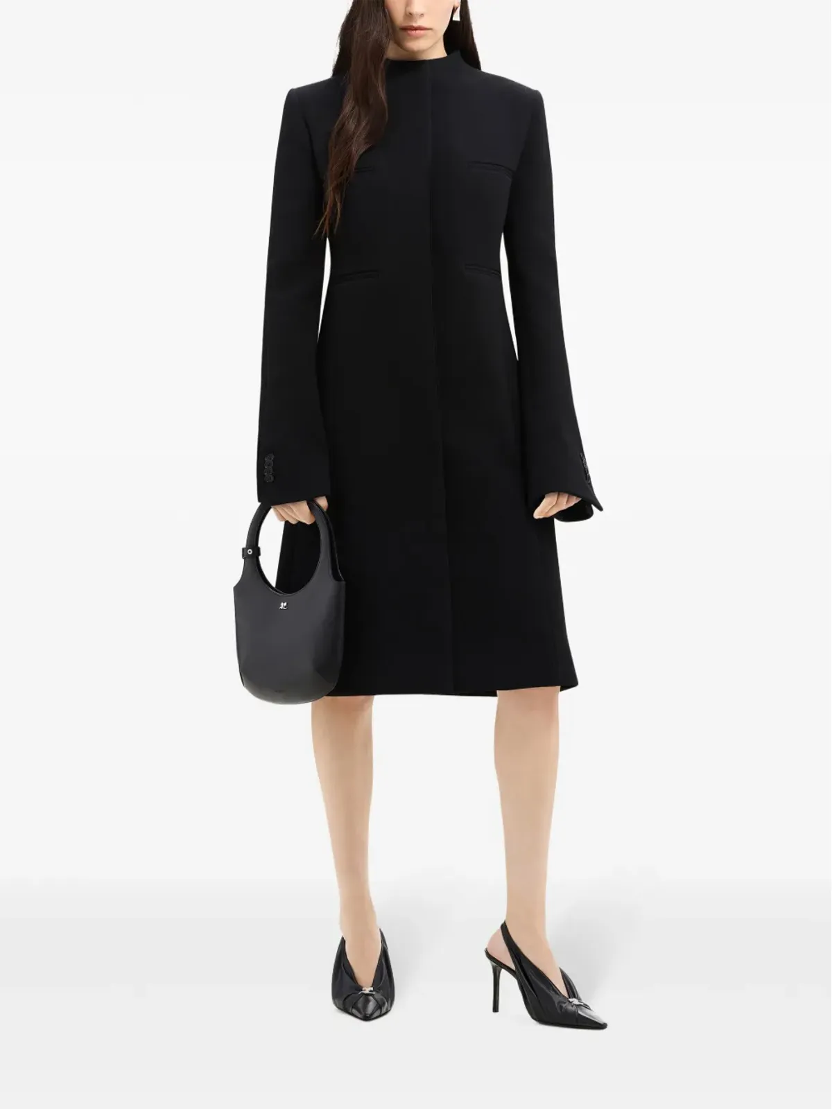Courrèges ヘリテージ クレープテクスチャー コート - ブラック - 画像2