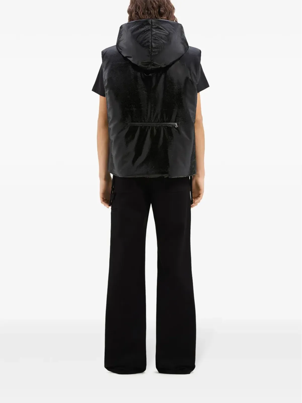 Courrèges ノースリーブ ビニール パファージャケット ブラック - 画像5