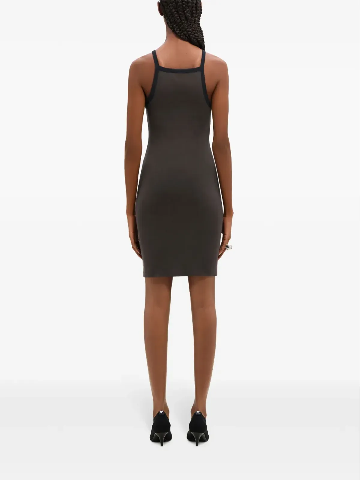 Courrèges コントラストトリム コットン ミニドレス - ブラウン - 画像4