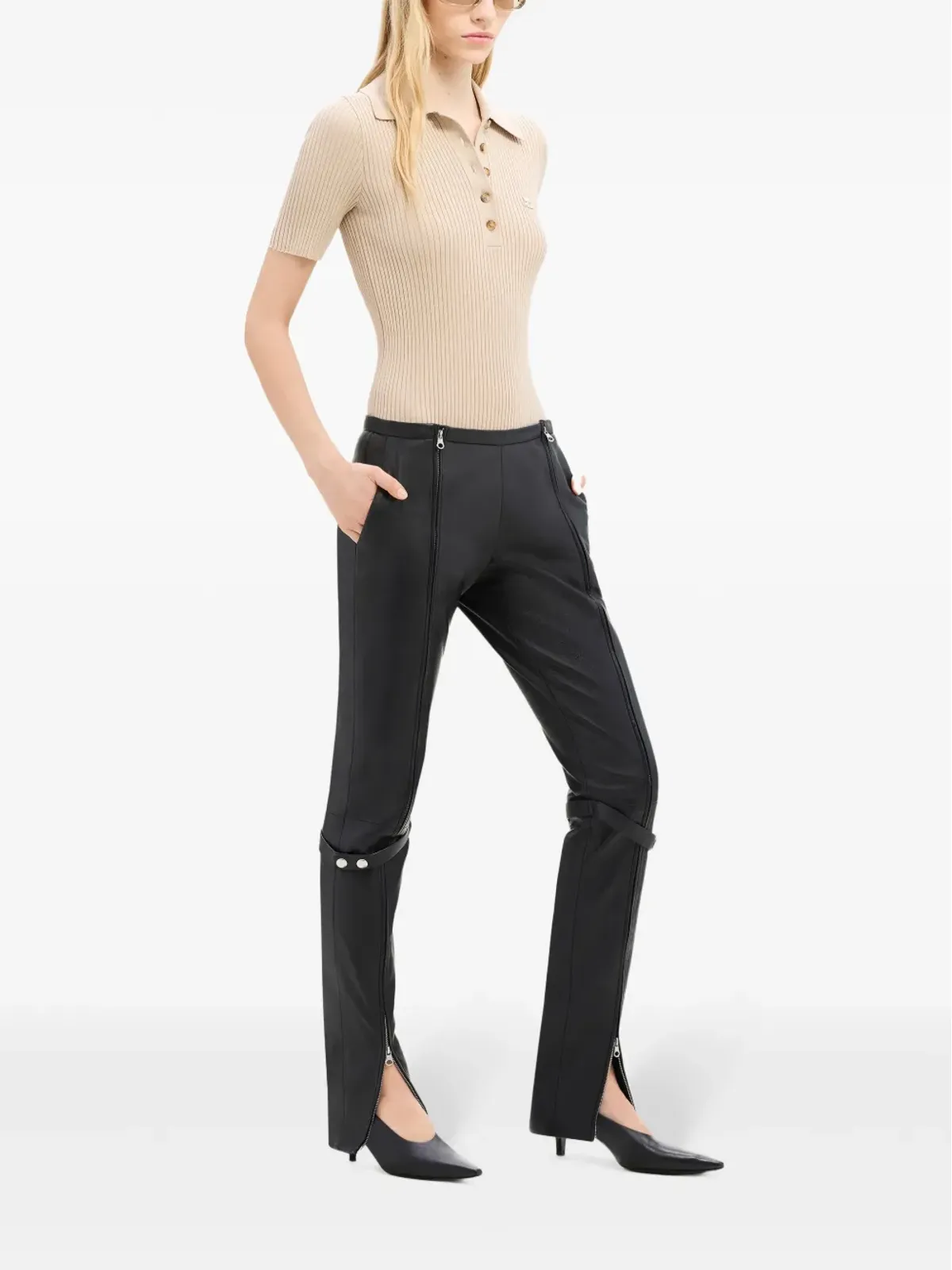 Courrèges アイコニックなリブ編みポロシャツ - ニュートラルカラー - 画像3