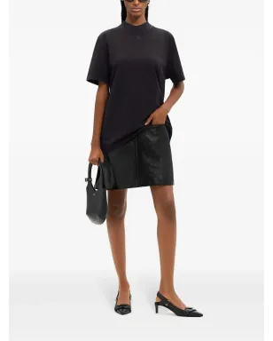 Courrèges ボルケーノ ロゴ アップリケ コットン Tシャツ ブラック - サムネイル3