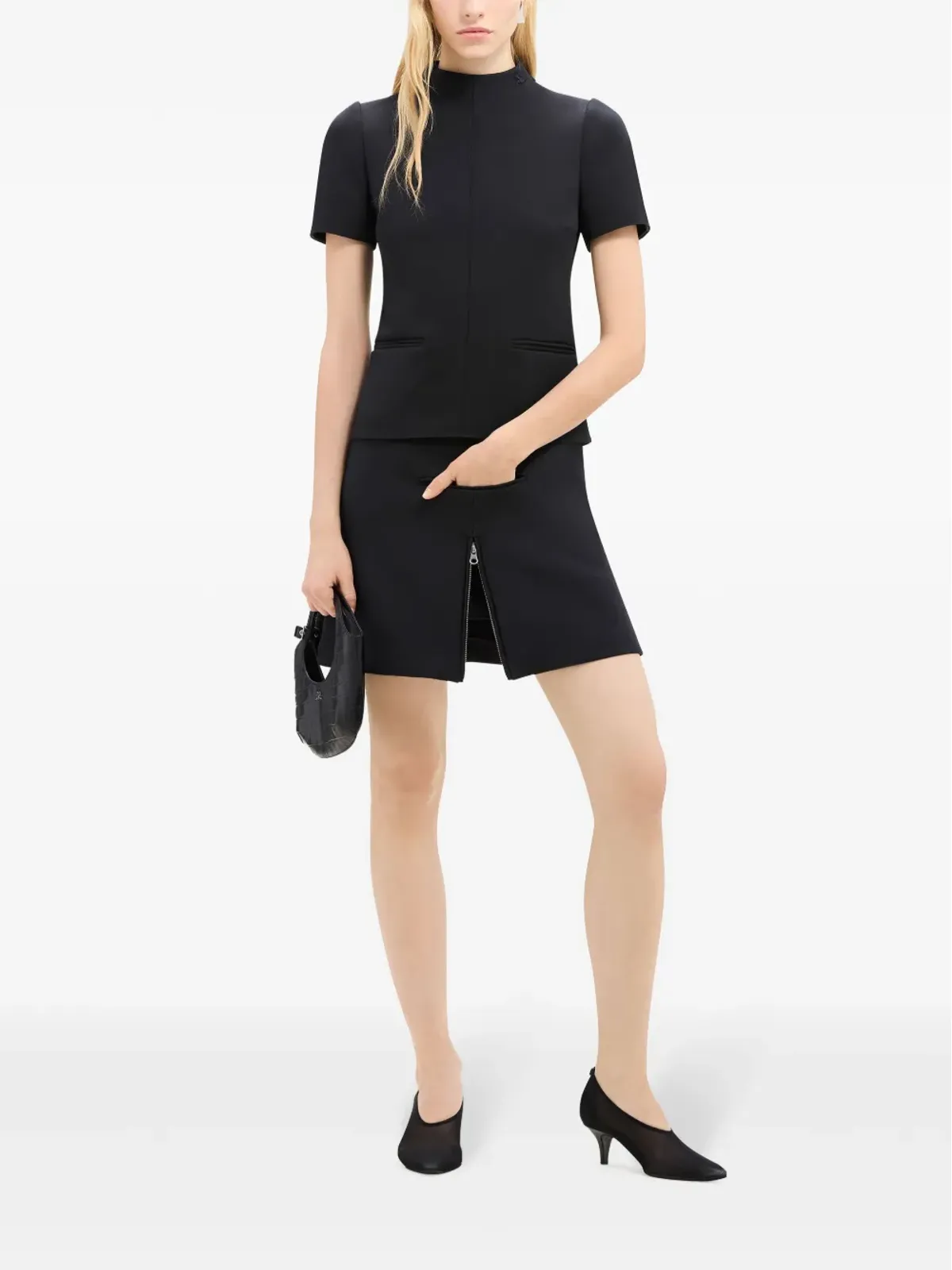 Courrèges ジップディテール ツイル ミニスカート - 画像2