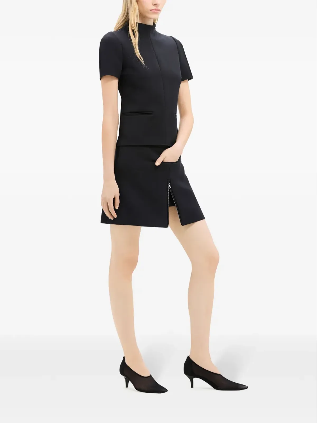 Courrèges ジップディテール ツイル ミニスカート - 画像3