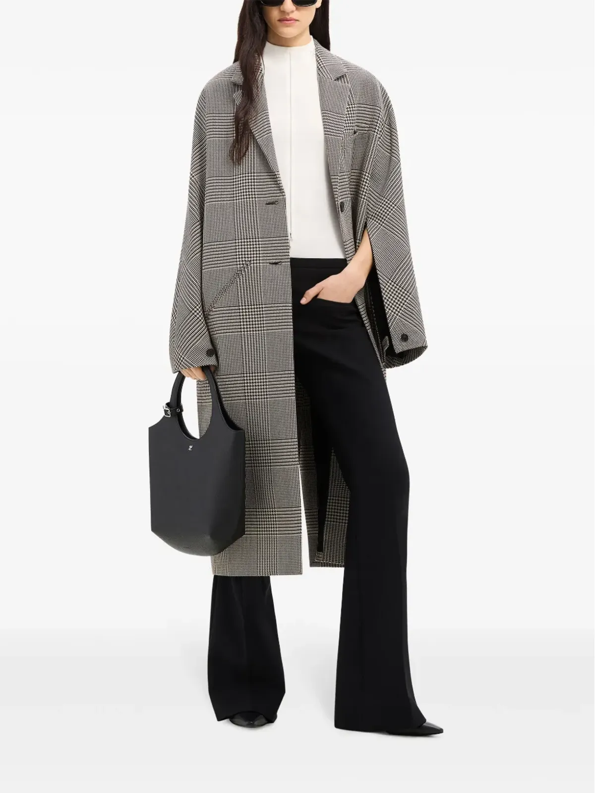 Courrèges コクーンチェックコート - ブラック - 画像3
