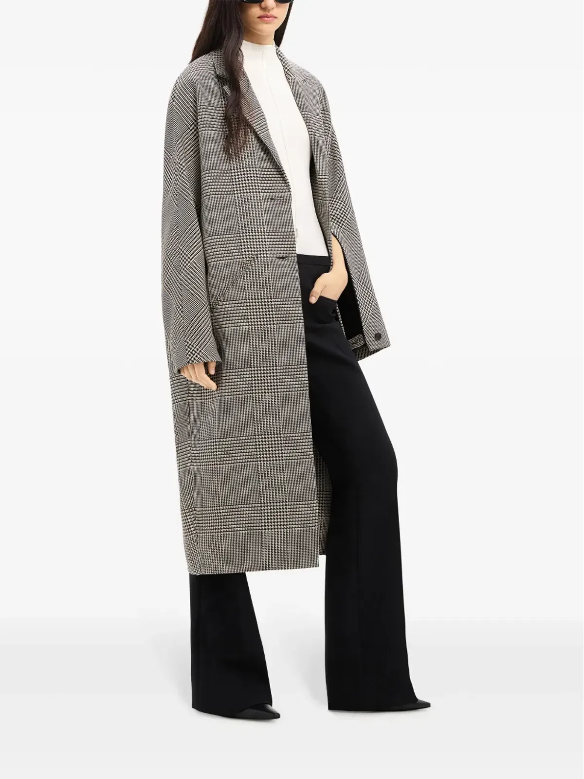 Courrèges コクーンチェックコート - ブラック - 画像4