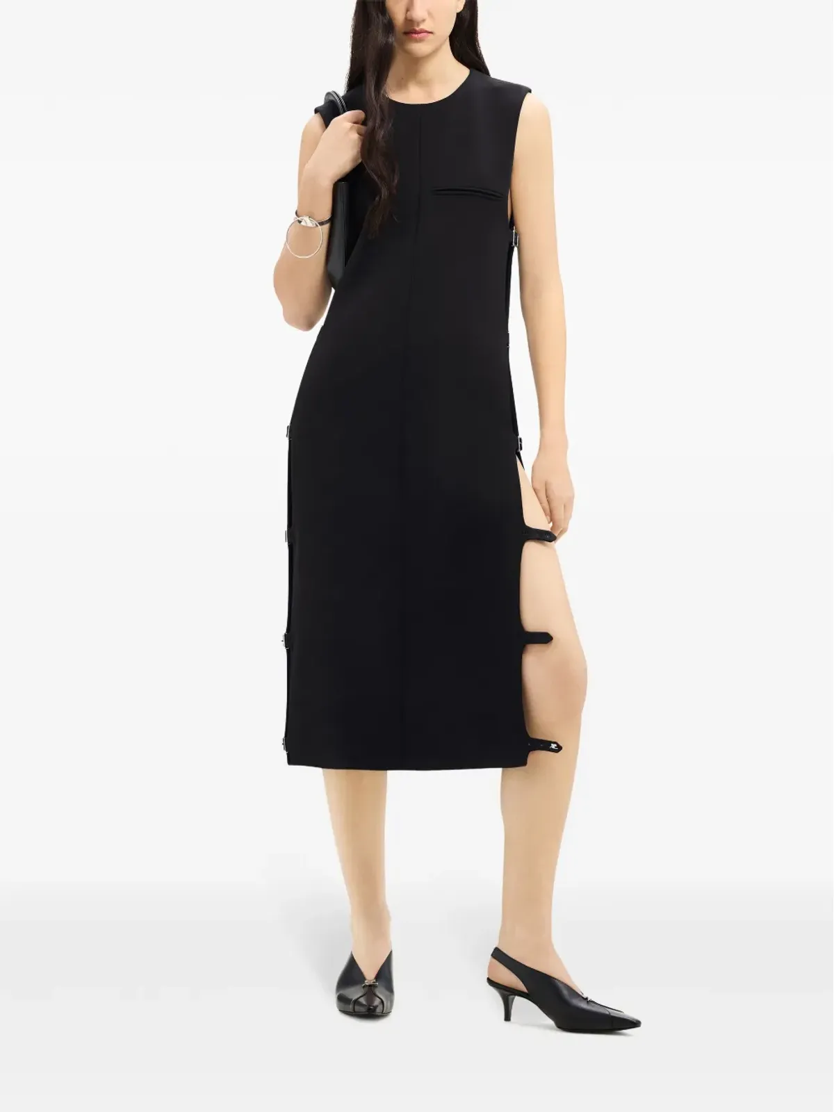 Courrèges マルチストラップ ミディドレス ブラック - 画像2