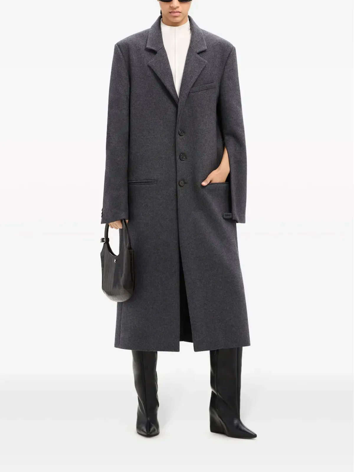 Courrèges ノッチ付きラペル シングルブレスト コート - グレー - 画像3