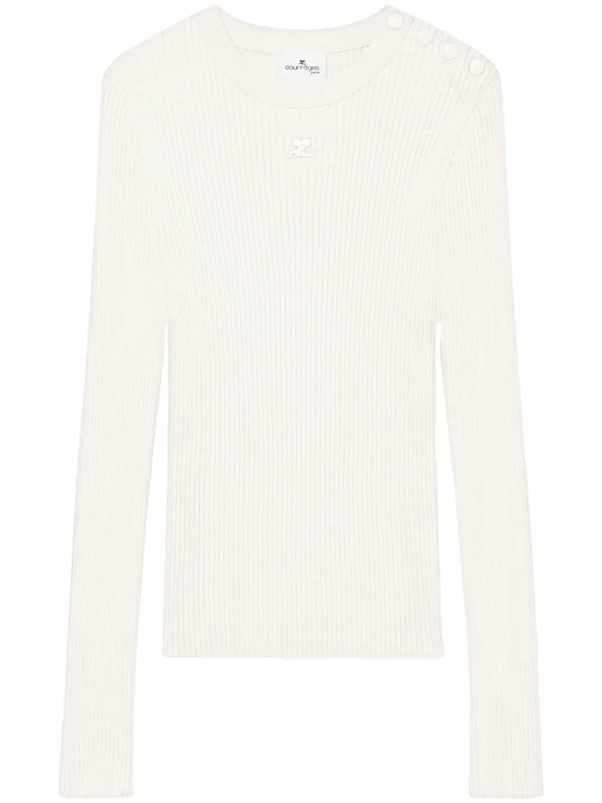 Courrèges 刺繍ロゴ入りリブ編みセーター - ホワイト - 画像1