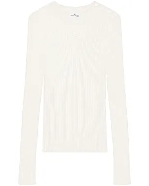Courrèges 刺繍ロゴ入りリブ編みセーター - ホワイト - サムネイル1