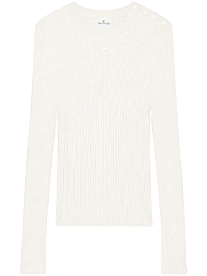Courrèges Courrèges 刺繍ロゴ入りリブ編みセーター - ホワイトの商品画像