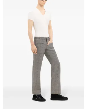 Courrèges プリンス・オブ・ウェールズ柄ストレートパンツ - ブラック - サムネイル3