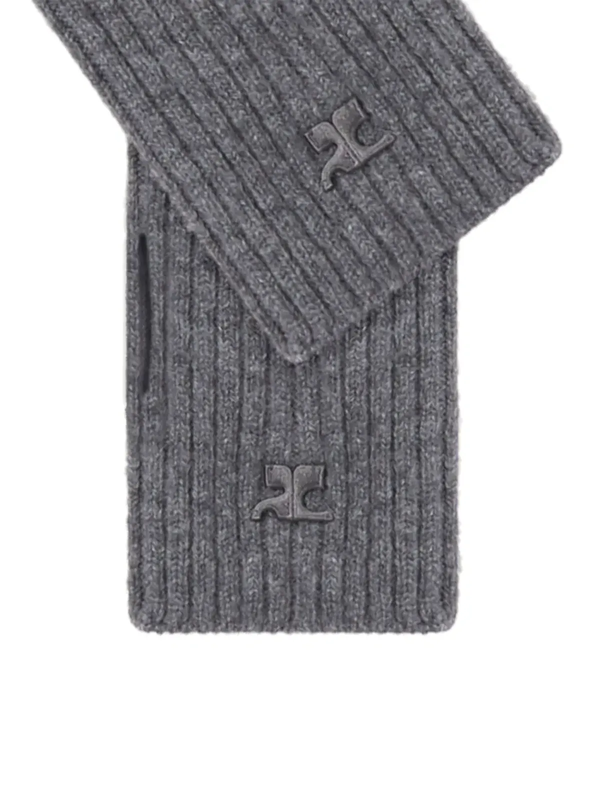 Courrèges リブ編みウールミトン - グレー - 画像2