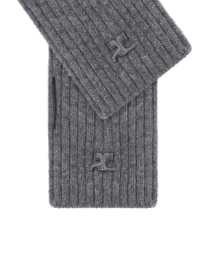 Courrèges リブ編みウールミトン - グレー - サムネイル2