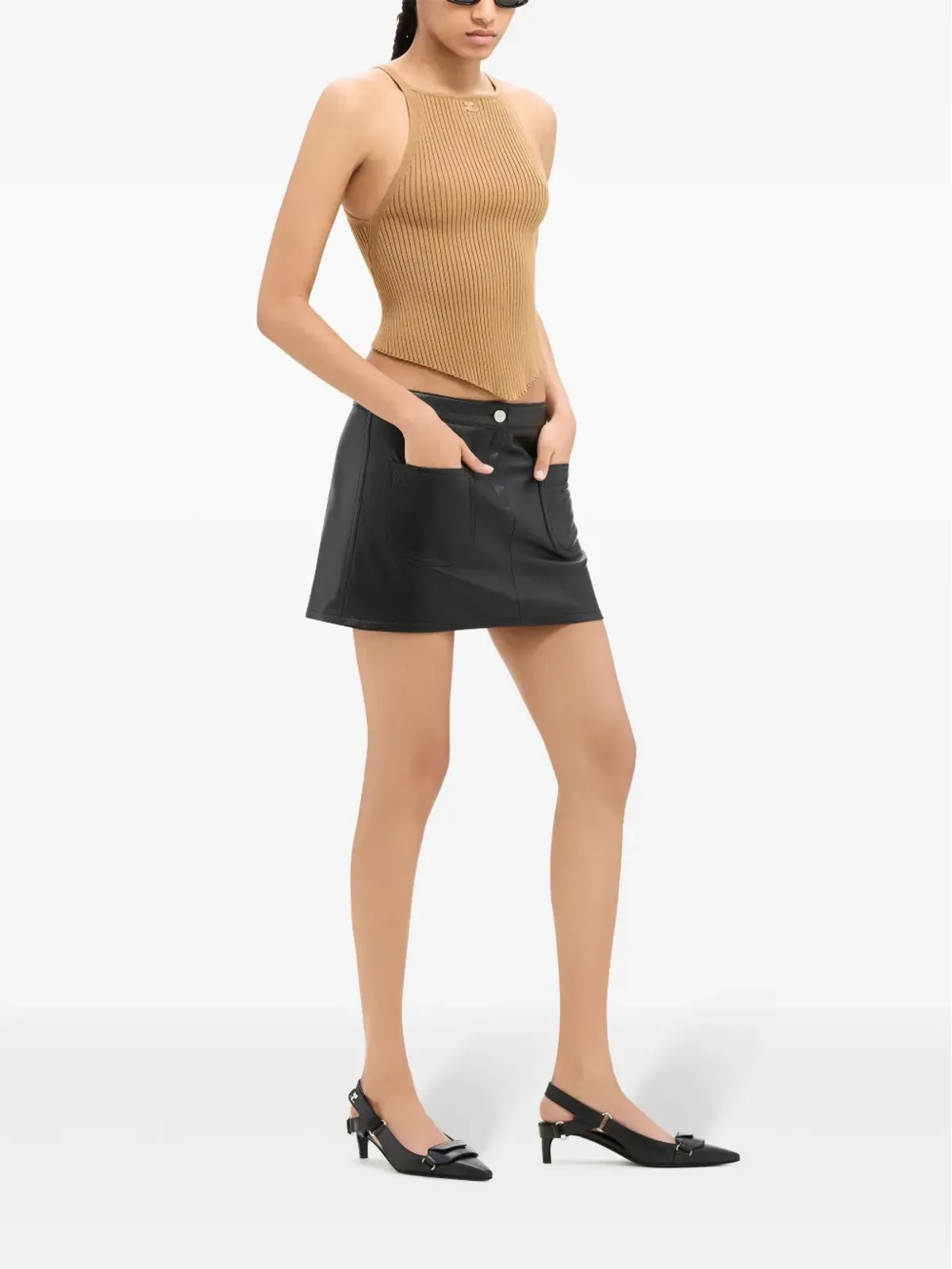 Courrèges ビンテージ レザー ミニスカート - 画像3