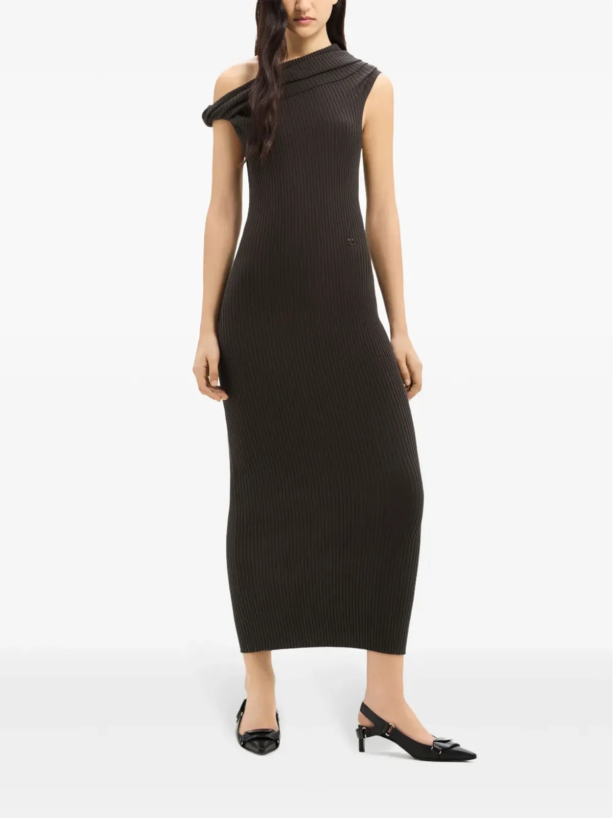Courrèges アシンメトリック リブニット ロングドレス - 画像2