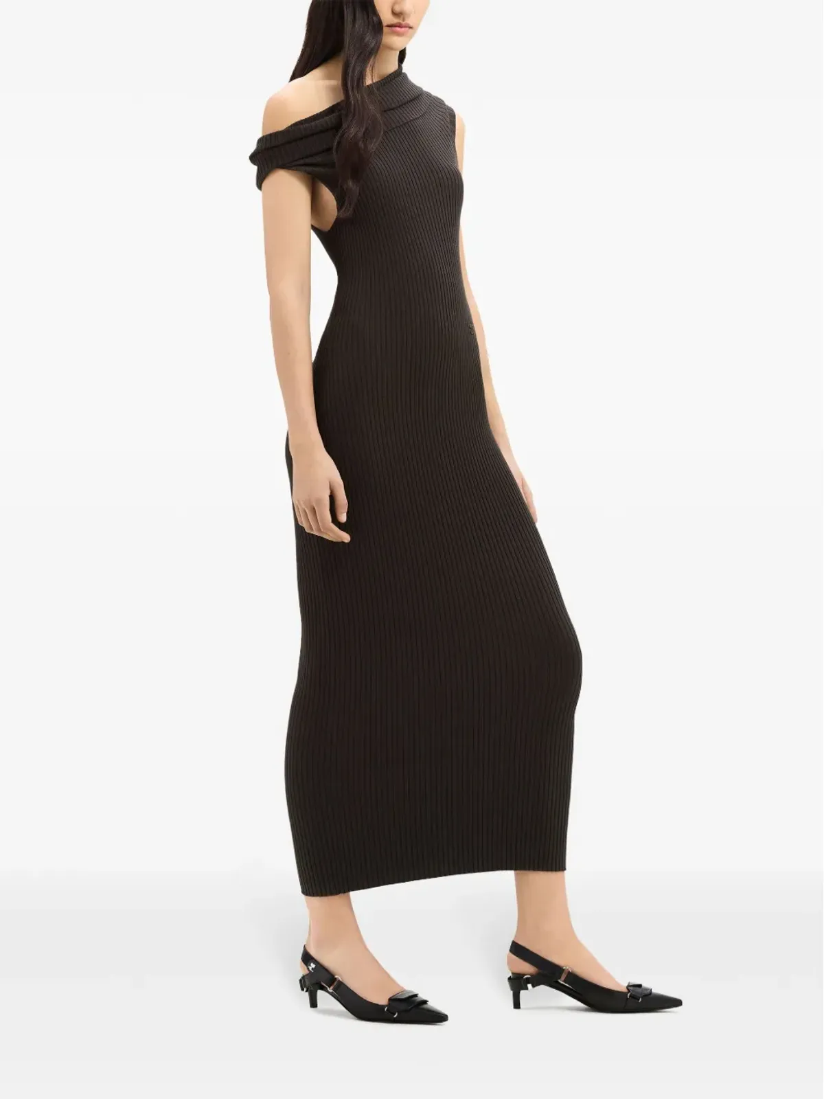 Courrèges アシンメトリック リブニット ロングドレス - 画像3