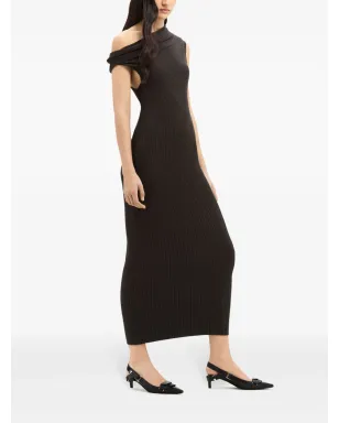 Courrèges アシンメトリック リブニット ロングドレス - サムネイル3