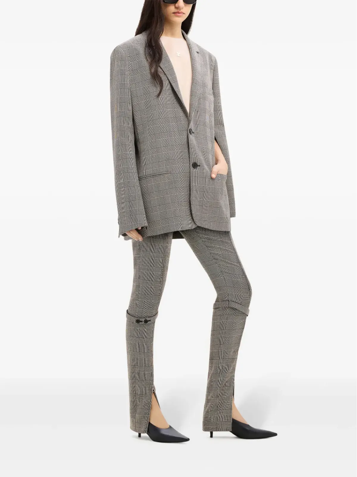 Courrèges Prince of Wales-patterned blazer - Black - 画像4
