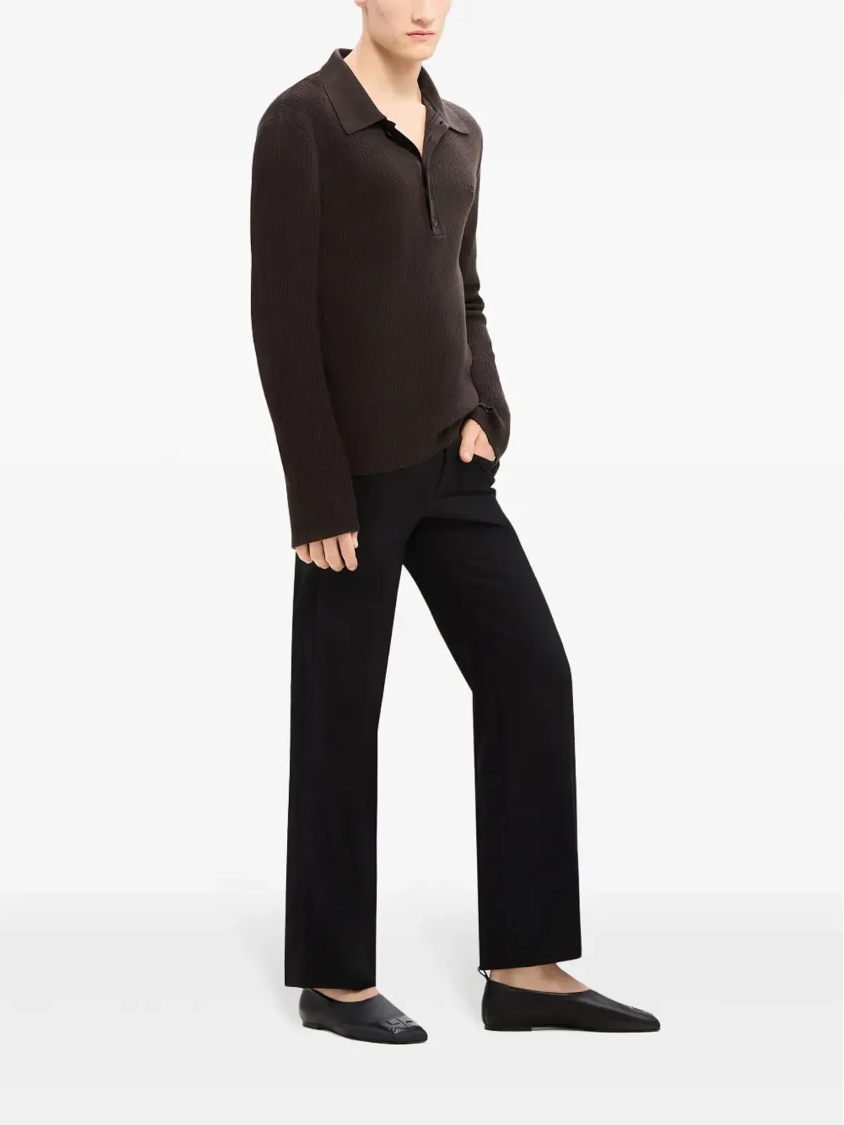 Courrèges コットンウール混紡ポロシャツ - ブラウン - 画像3