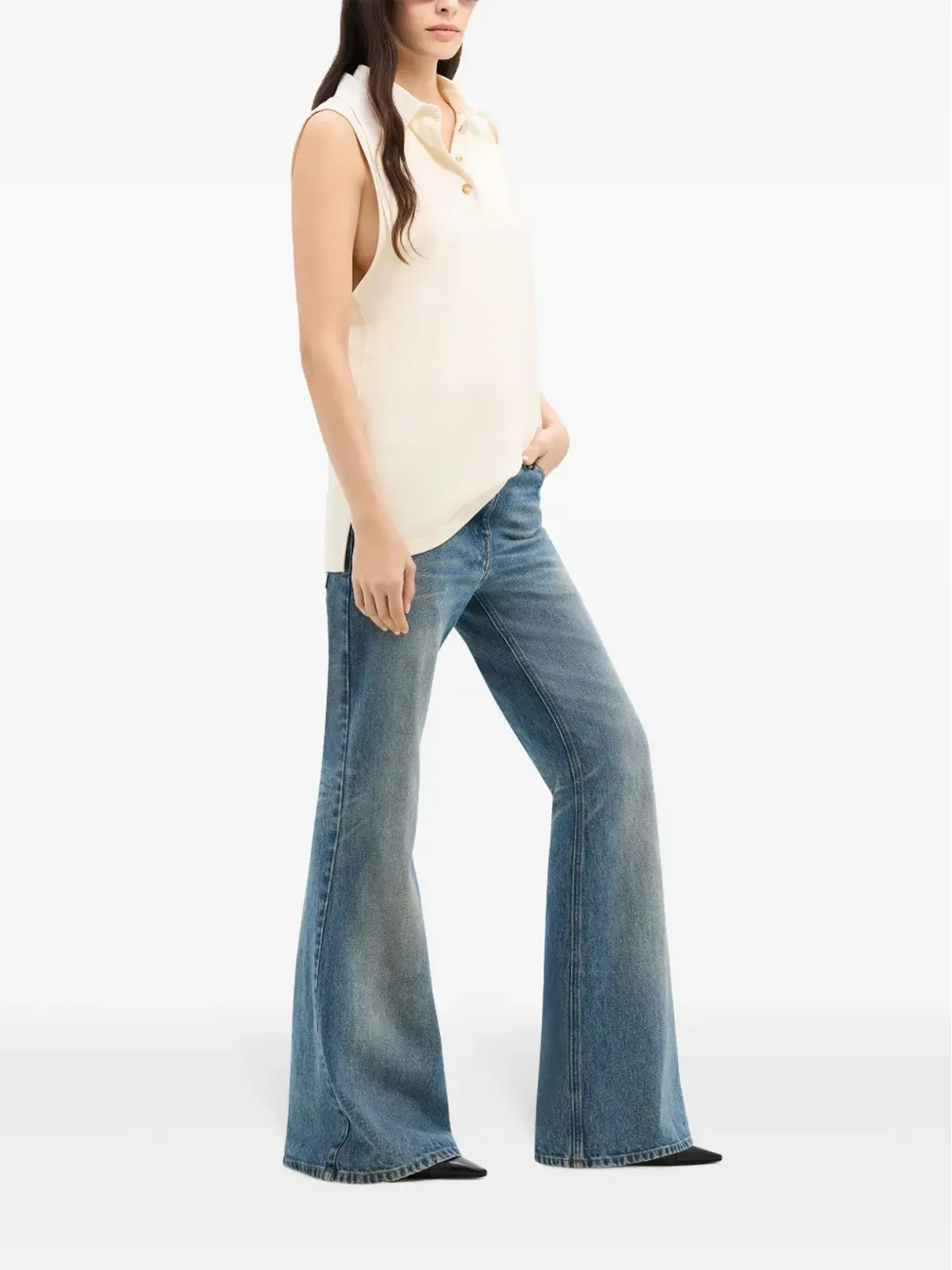 Courrèges ロゴアップリケ ポロトップ - ニュートラルカラー - 画像3