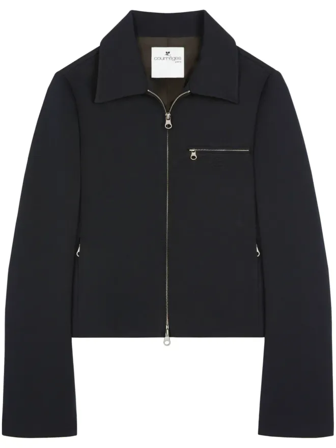 Courrèges Courrèges ロゴ刺繍ジップファスナー付きツイルジャケット - ブラックの商品画像