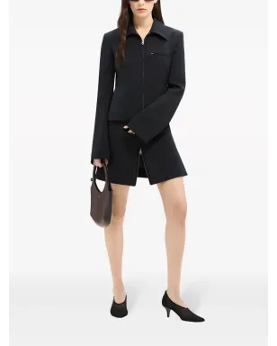 Courrèges ロゴ刺繍ジップファスナー付きツイルジャケット - ブラック - サムネイル2