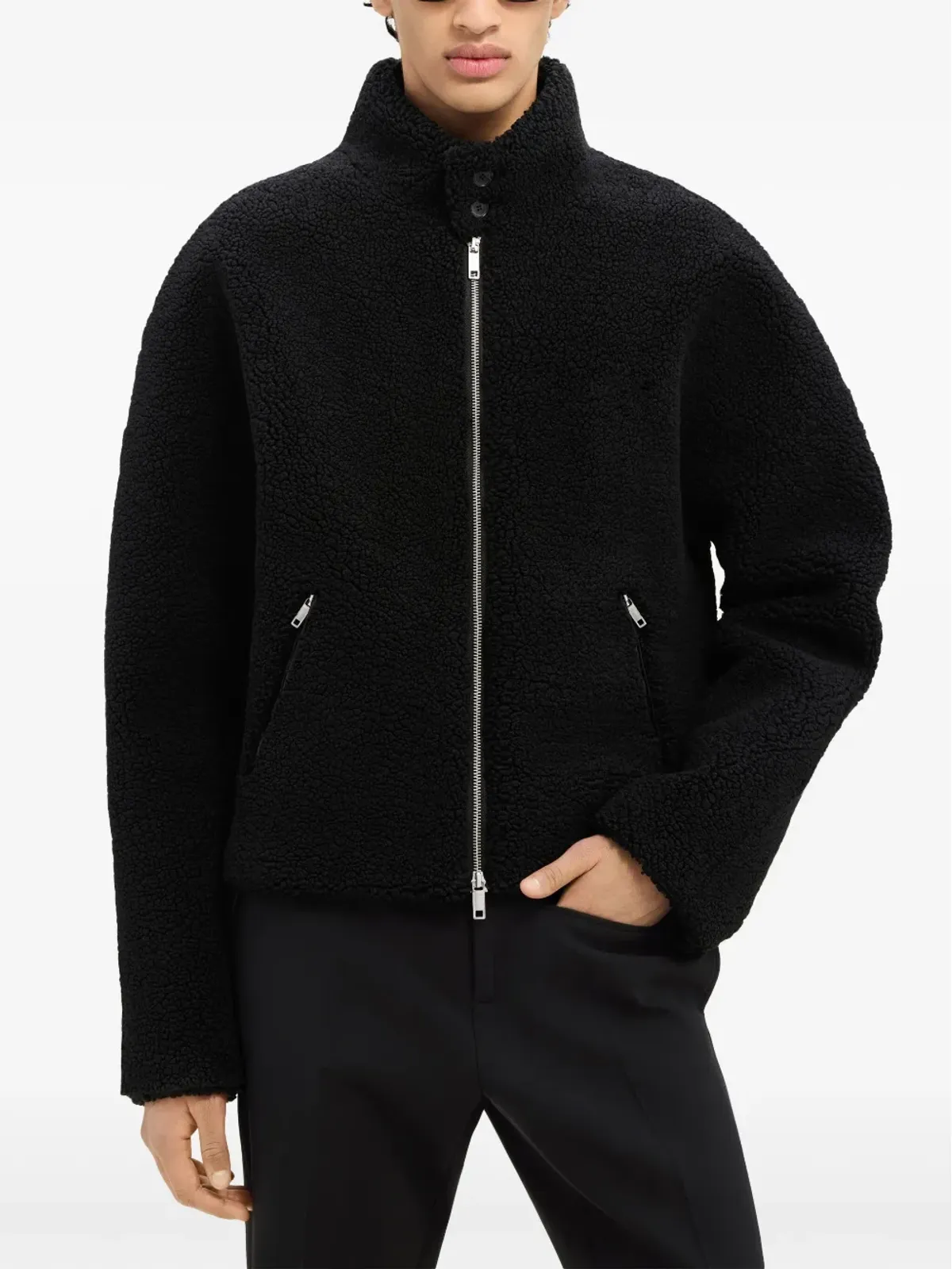 Courrèges フリースボンバー ジャケット ブラック - 画像4