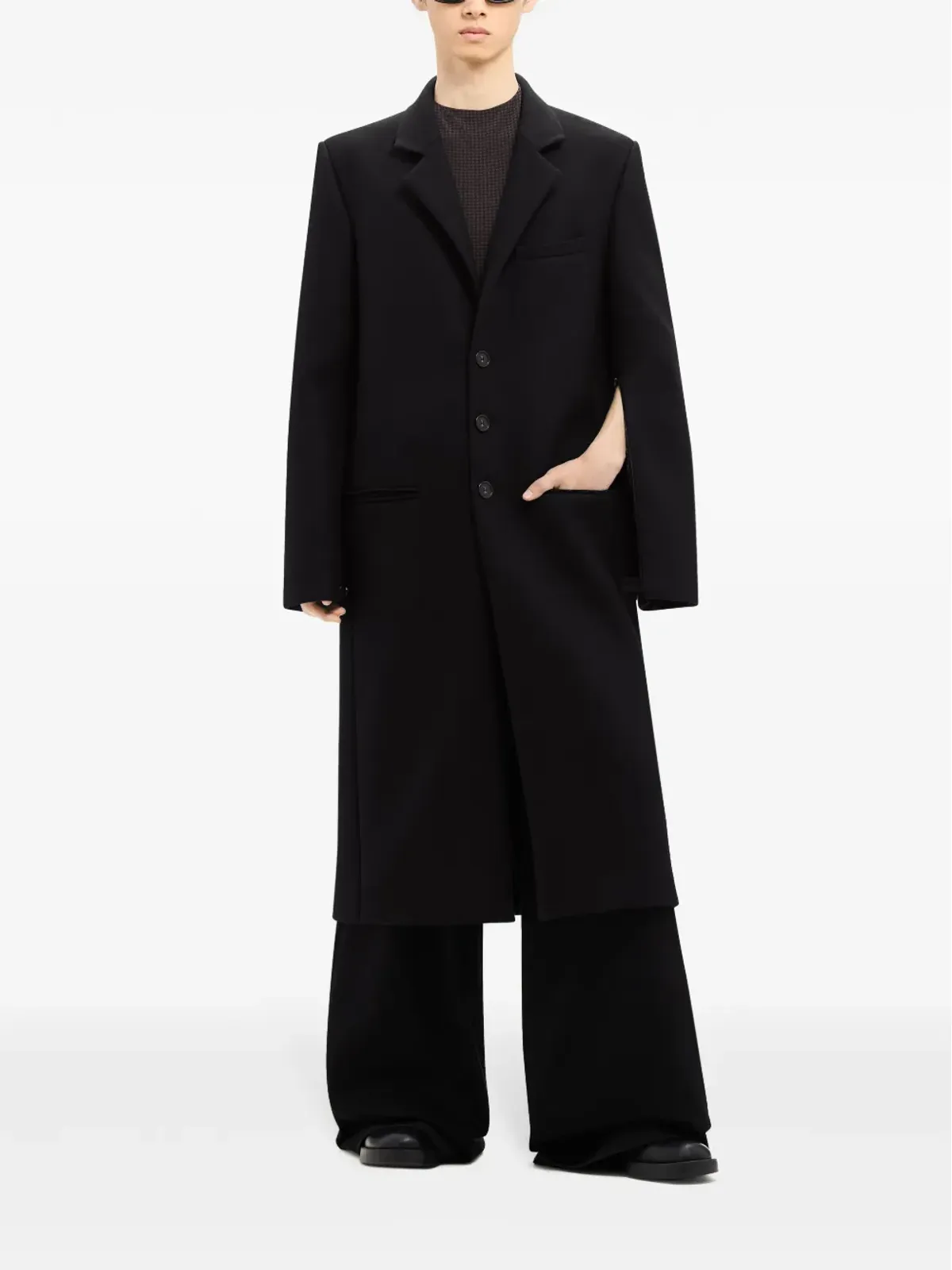 Courrèges テーラード ロング ウール混紡 コート - 画像2