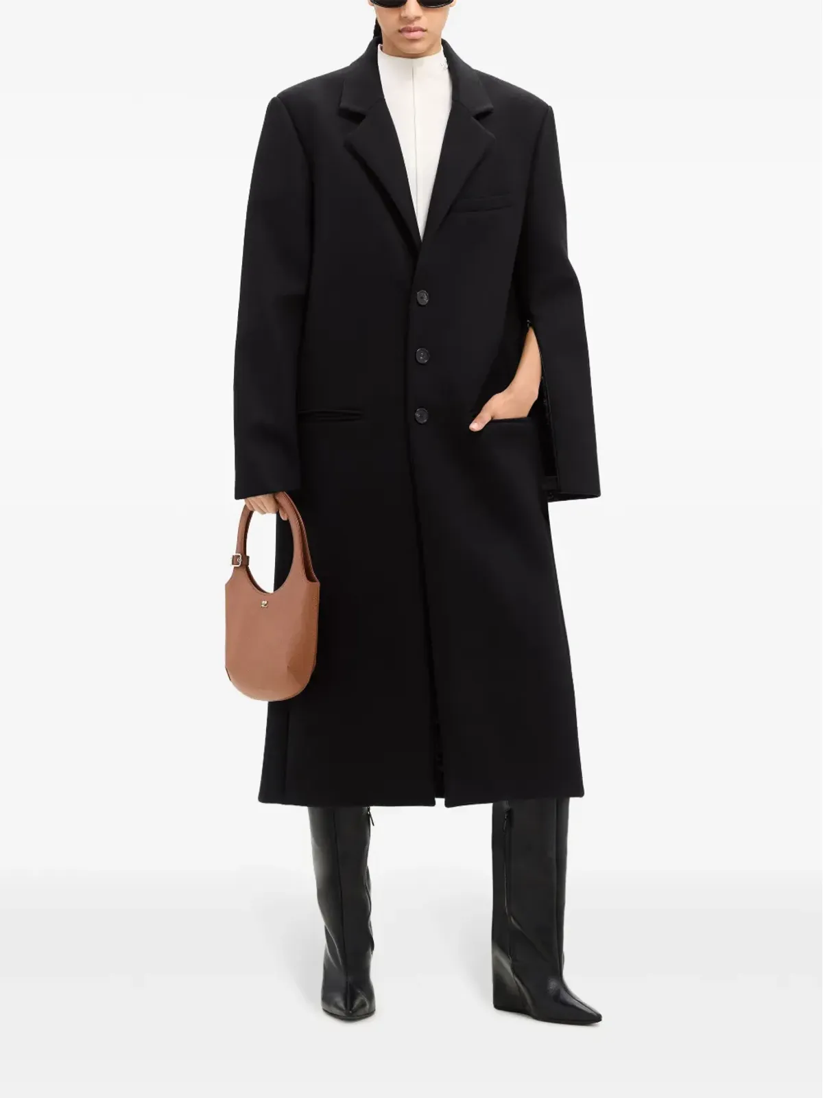 Courrèges テーラード ロング ウール混紡 コート - 画像3