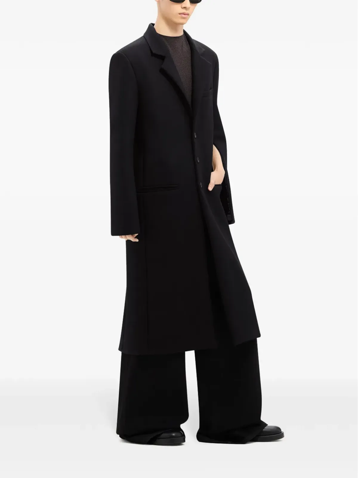 Courrèges テーラード ロング ウール混紡 コート - 画像4