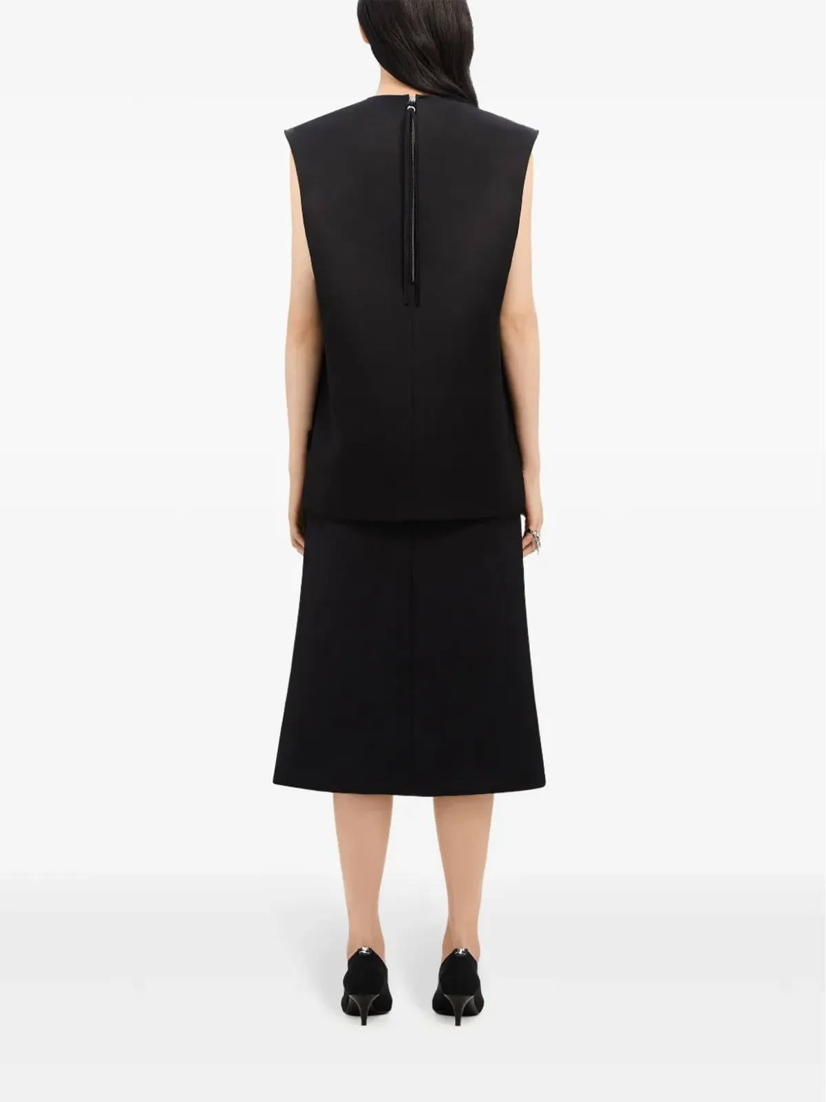 Courrèges ジップディテール サテン ミディ スカート - 画像4