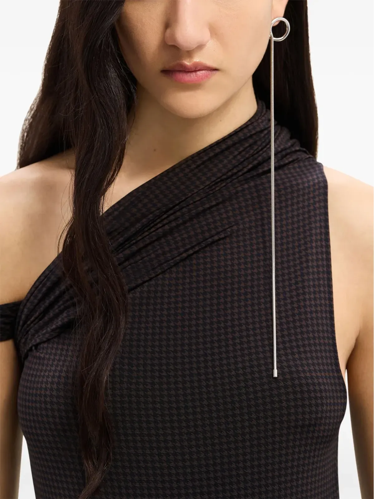 Courrèges ハウンドトゥース柄 ツイスト ミディドレス - 画像5