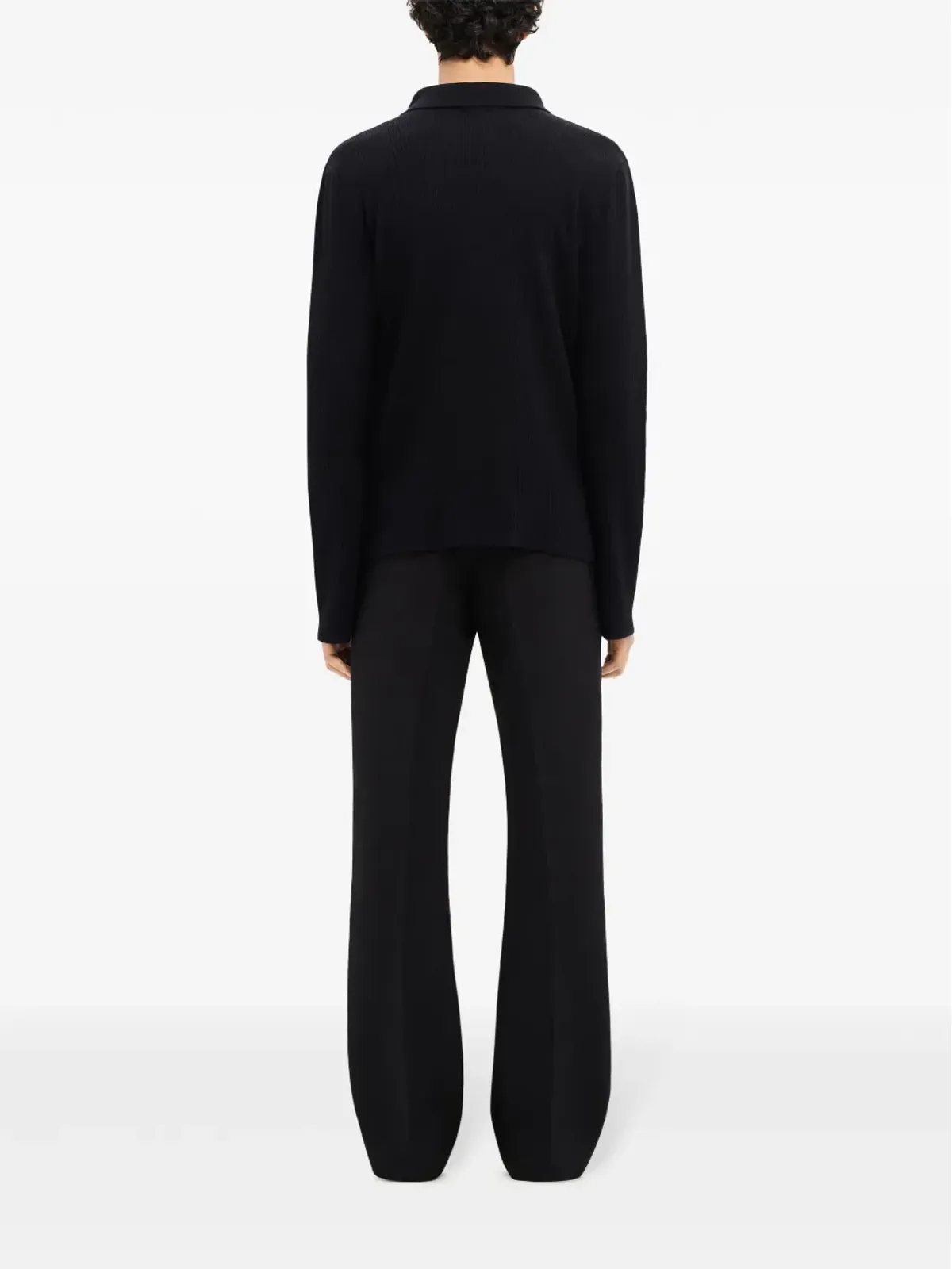 Courrèges コットン・ウール混紡ポロシャツ ブラック - 画像4