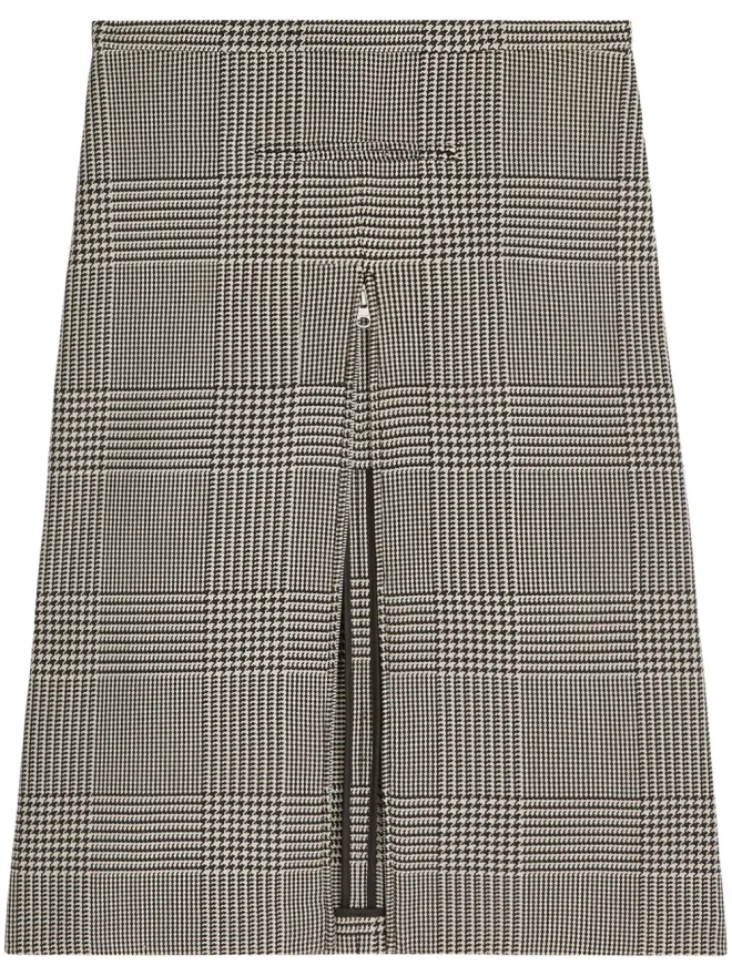 Courrèges Courrèges ジップディテール付き チェック柄ミディスカート 黒の商品画像
