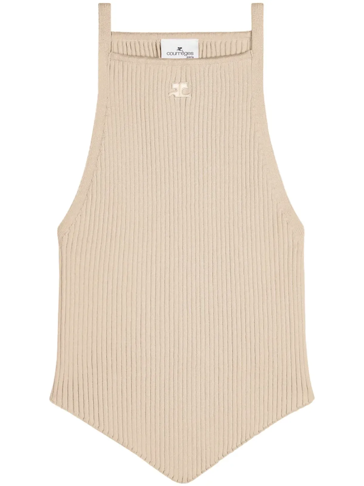 Courrèges ロゴ刺繍リブニットトップス - 画像1